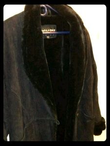 Wilson's Men's Med Black Leather Trench Coat